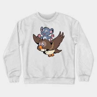 Little mouse riding owl Crewneck Sweatshirt